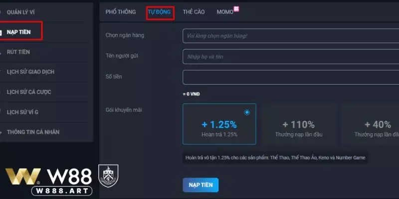 Nhập số tiền và thông tin liên quan